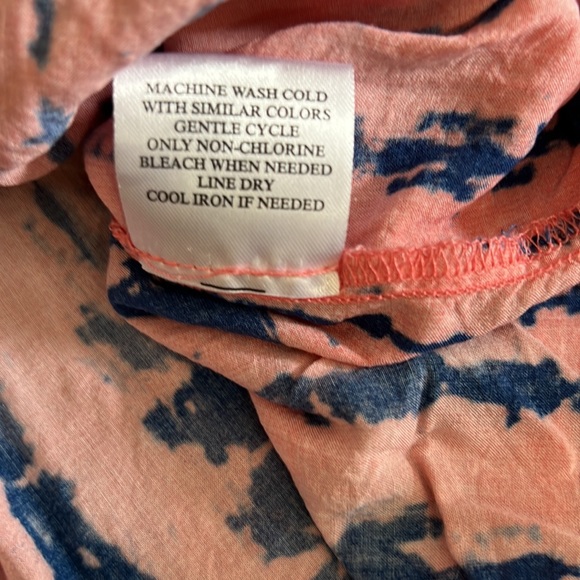 COMO Tie Dye Style Vintage Cute Tie Neck Boho Top Size Large - Picture 7 of 9